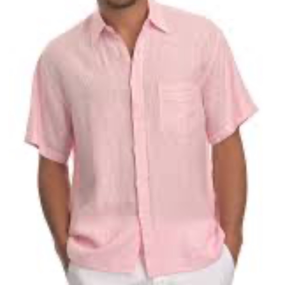 ColorPlus Comfort Fit 100% Linen button down short sleeves casual shirt‎ Sz 3XL